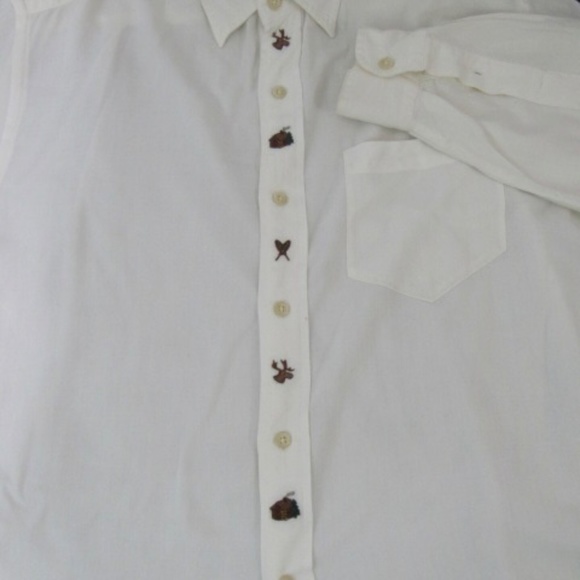 Ralph Lauren Polo Ivory Button Up Embroidered Rayon Wool Top Size 8 - Picture 8 of 8